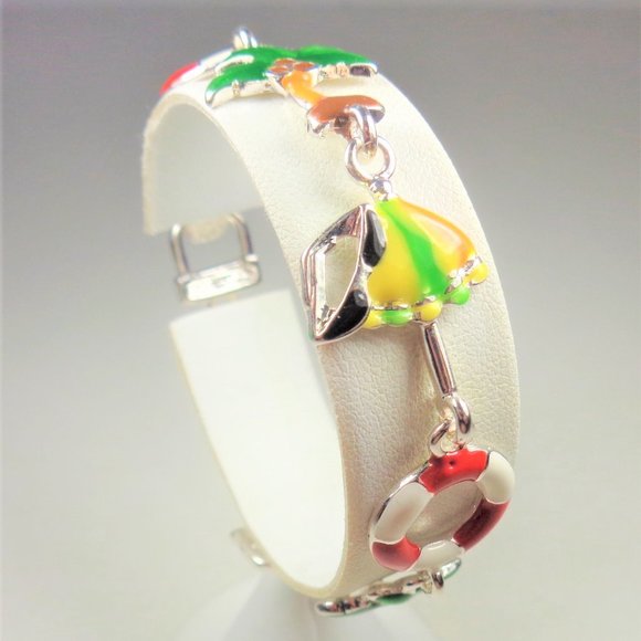 NAUTICAL THEME UMBRELLA & PALM TREES SEA BRACELET - Picture 6 of 8